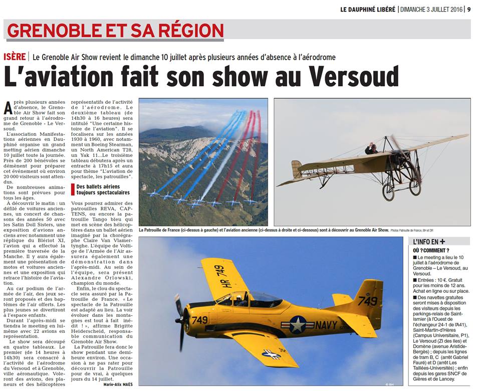 grenoble air show article sur Dauphiné Libéré